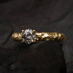 Salt & Pepper Solitaire Diamond Engagement Ring Yellow Gold