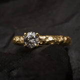 Salt & Pepper Solitaire Diamond Engagement Ring Yellow Gold